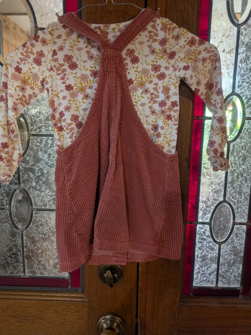 Toddler Girl corduroy jumper, matching top, size 2T